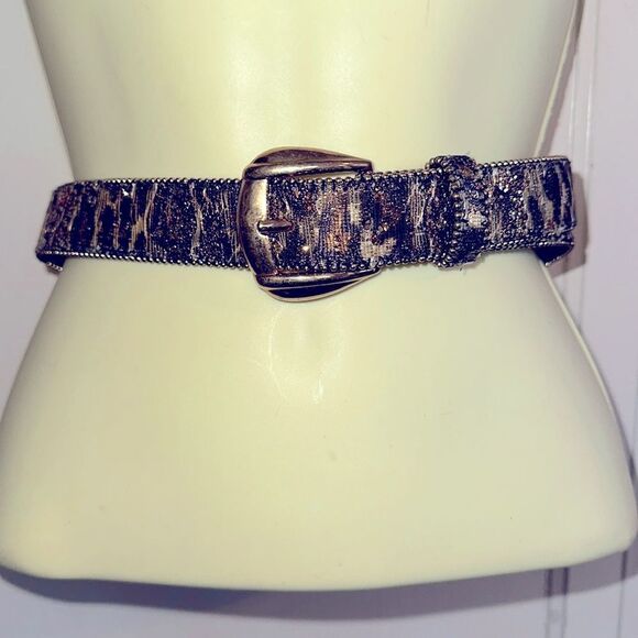 Vintage 80s/90s Absolutely Fresh animal‎ print & gold glitter belt- M/L